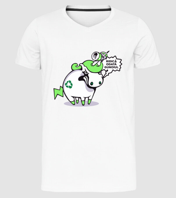 Ridică odată gunoiul model alb pe tricou