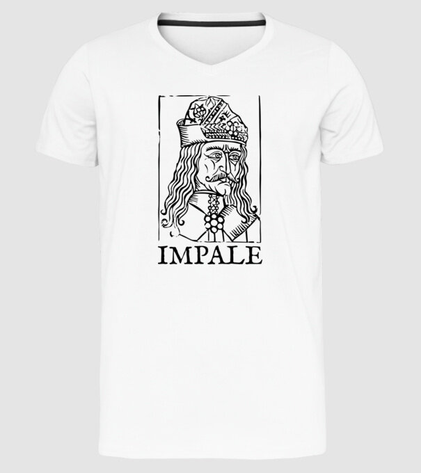 România dracula impale model alb pe tricou