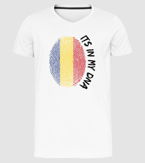 România fingerprint model alb pe tricou