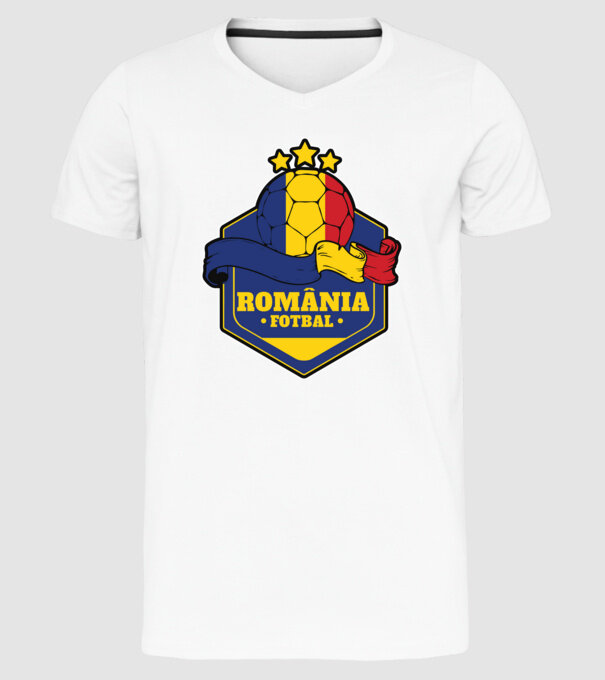 România Fotbal model alb pe tricou