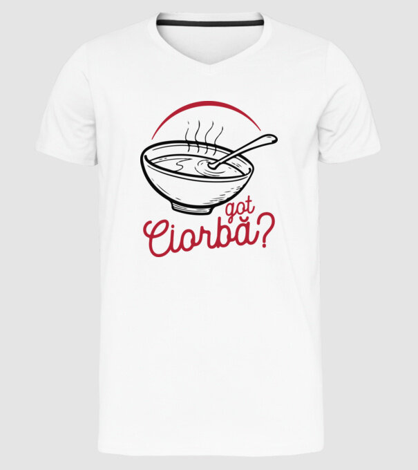 România Got ciorbă model alb pe tricou