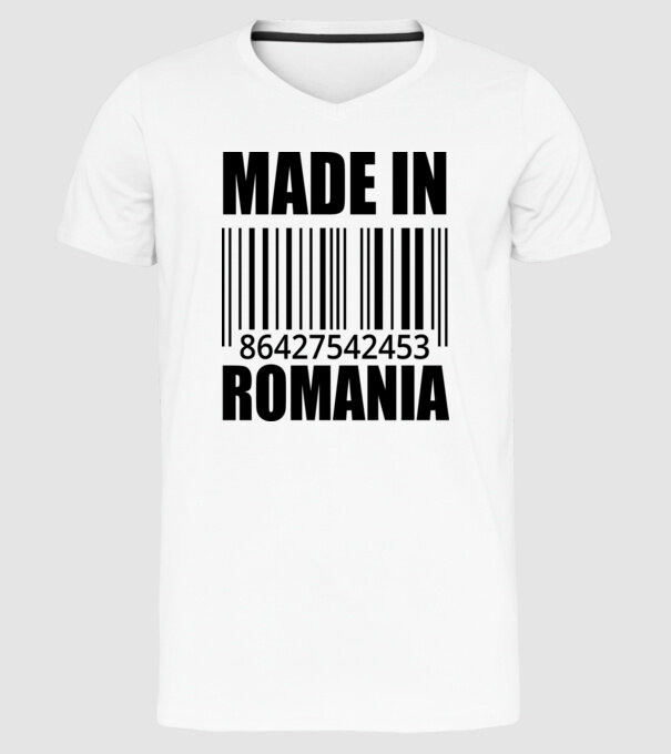 România made in model alb pe tricou