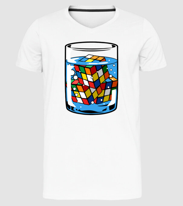Rubik Ice model alb pe tricou