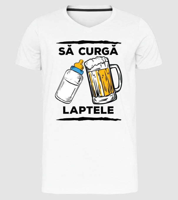 să curgă laptele! model alb pe tricou