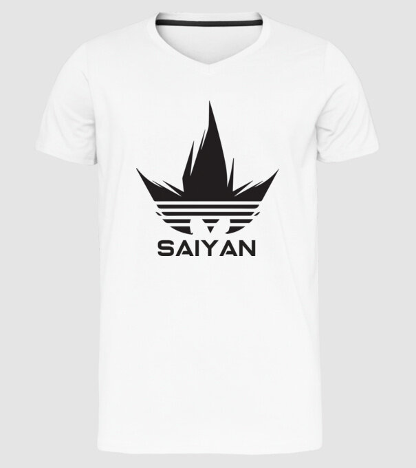 saiyan logo model alb pe tricou