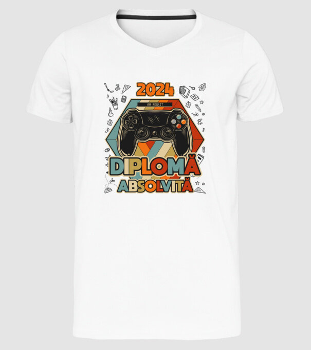 școala generală diplomă model alb pe tricou