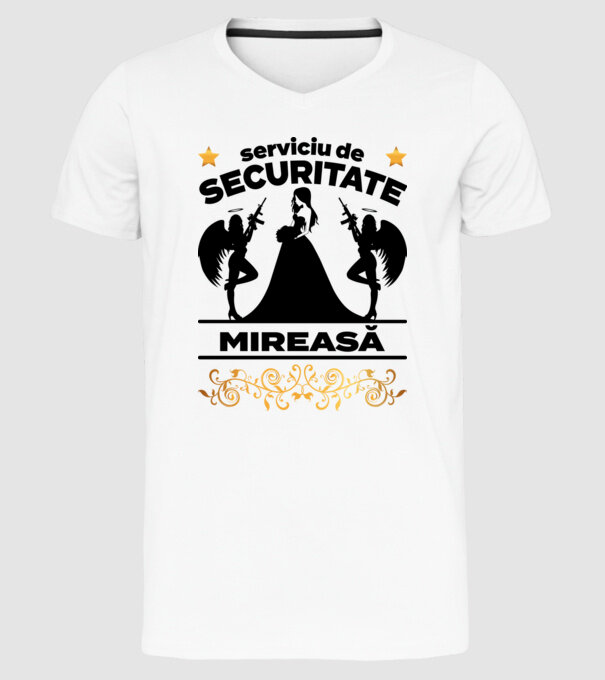 serviciu de securitate mireasă model alb pe tricou
