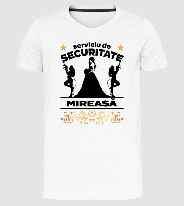 serviciu de securitate mireasă model alb pe tricou