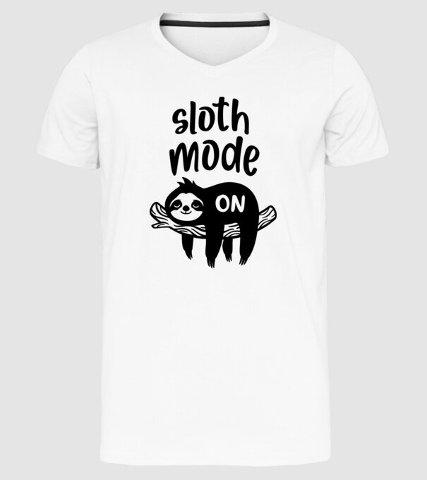 Sloth mode on model alb pe tricou