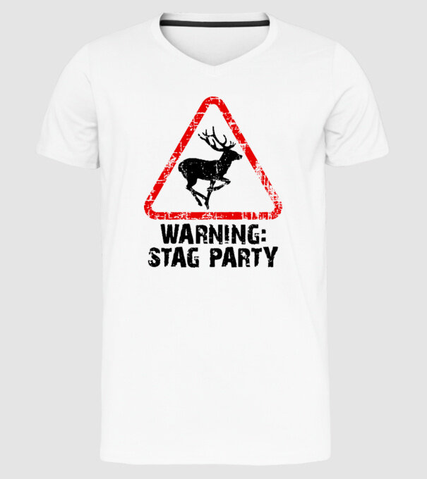 Stag Party model alb pe tricou