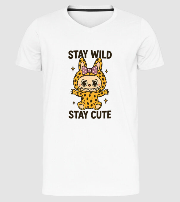 Stay wild - Labubu model alb pe tricou