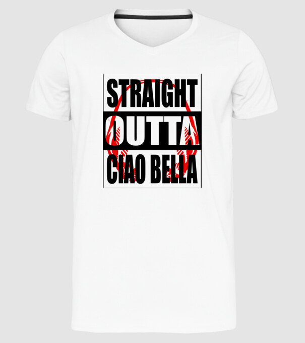straight outta bella ciao model alb pe tricou