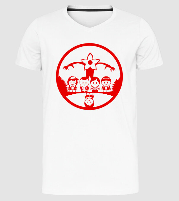 stranger things cartoon model alb pe tricou