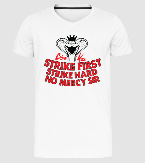 Strike first strike hard logo model alb pe tricou