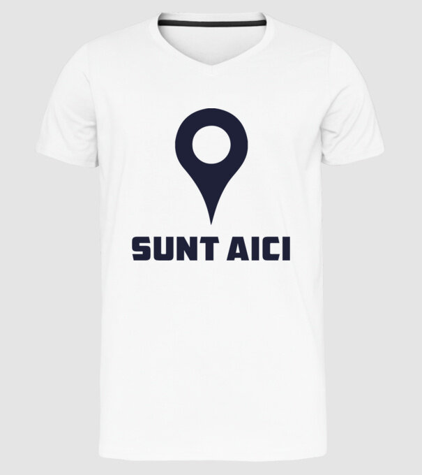 Sunt Aici model alb pe tricou