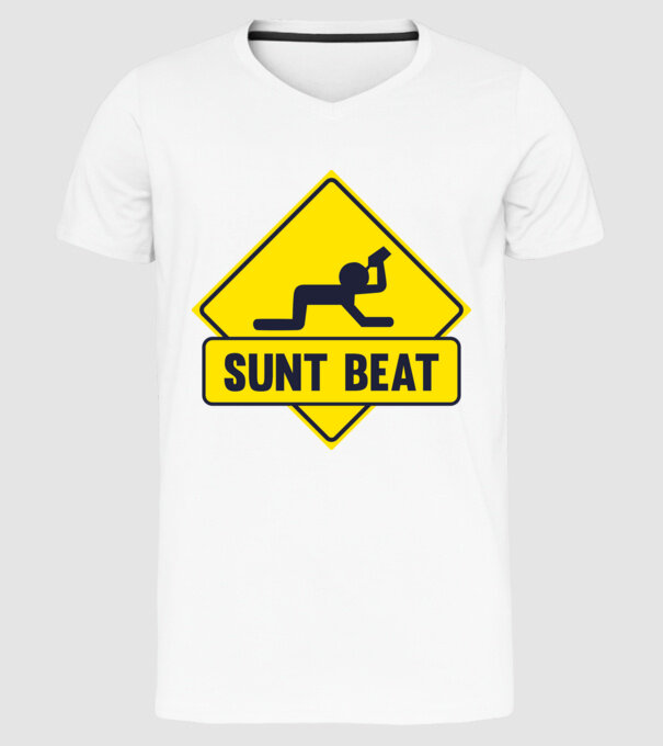 Sunt beat model alb pe tricou
