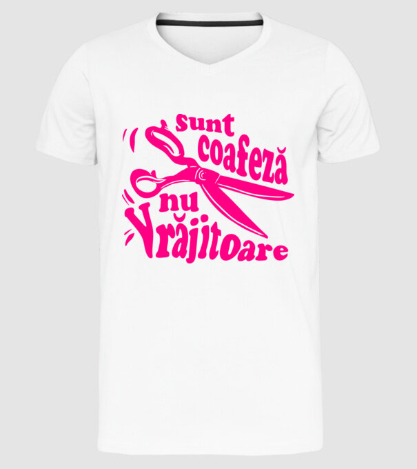 sunt coafeză, nu vrăjitoare model alb pe tricou