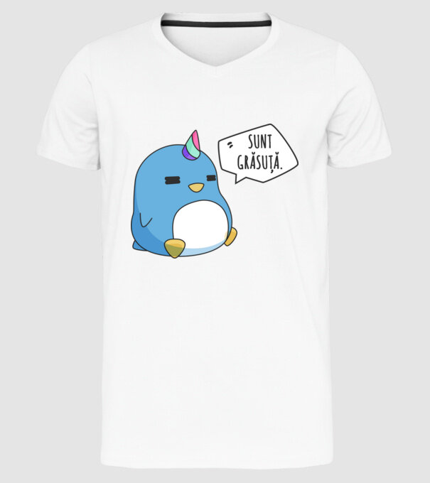 sunt grăsuță model alb pe tricou