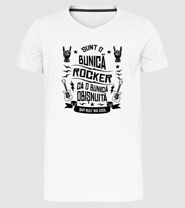 Sunt o bunică rocker, ca o bunică obișnuită, dar mult mai cool model alb pe tricou