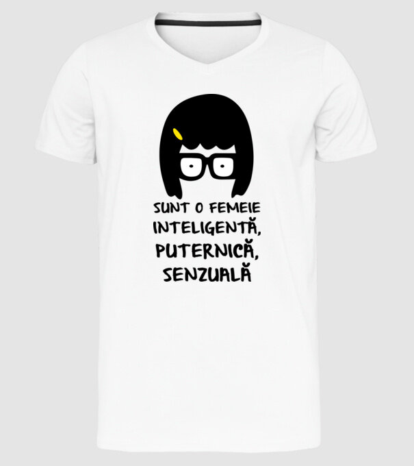 sunt o femeie inteligentă, puternică, senzuală model alb pe tricou