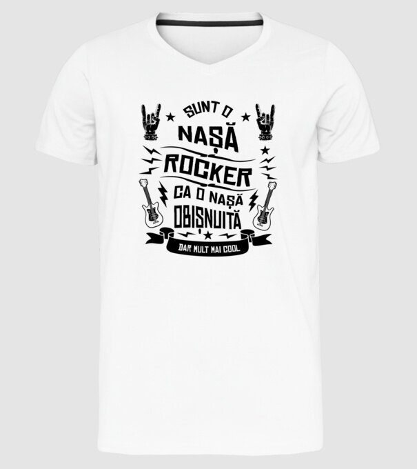 Sunt o nașă rocker, ca o nașă obișnuită, dar mult mai cool model alb pe tricou