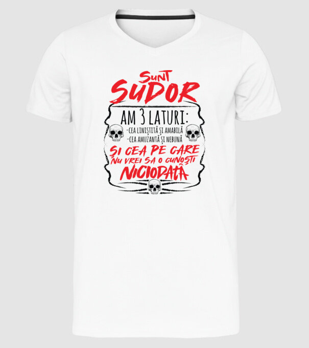 sunt sudor am 3 laturi model alb pe tricou