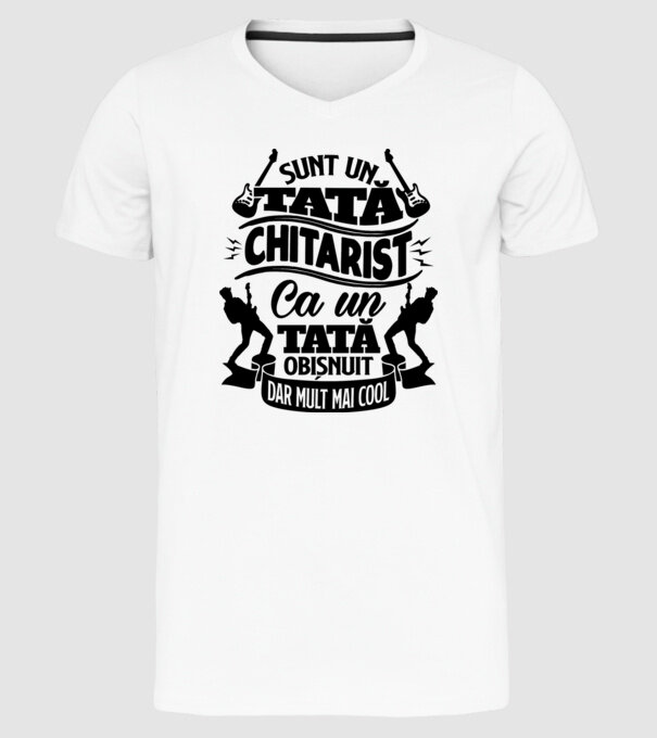 Sunt un tată chitarist, ca un tată obișnuit, dar mult mai cool model alb pe tricou