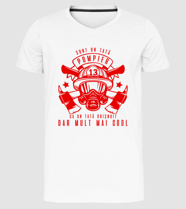 sunt un tată pompier, ca un tată obișnuit, dar mult mai cool model alb pe tricou