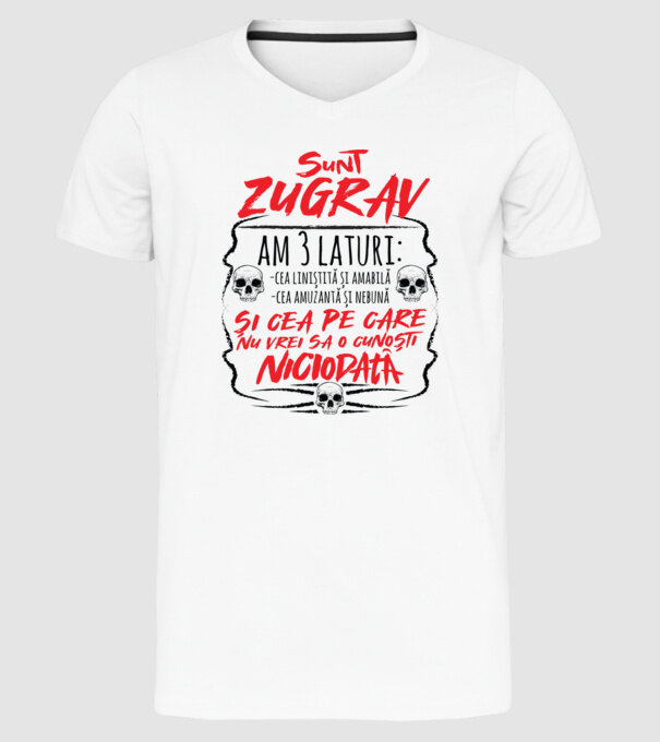 sunt zugrav am 3 laturi model alb pe tricou