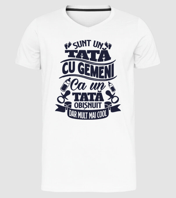 Sunt un tată cu gemeni, ca un tată obișnuit, dar mult mai cool model alb pe tricou
