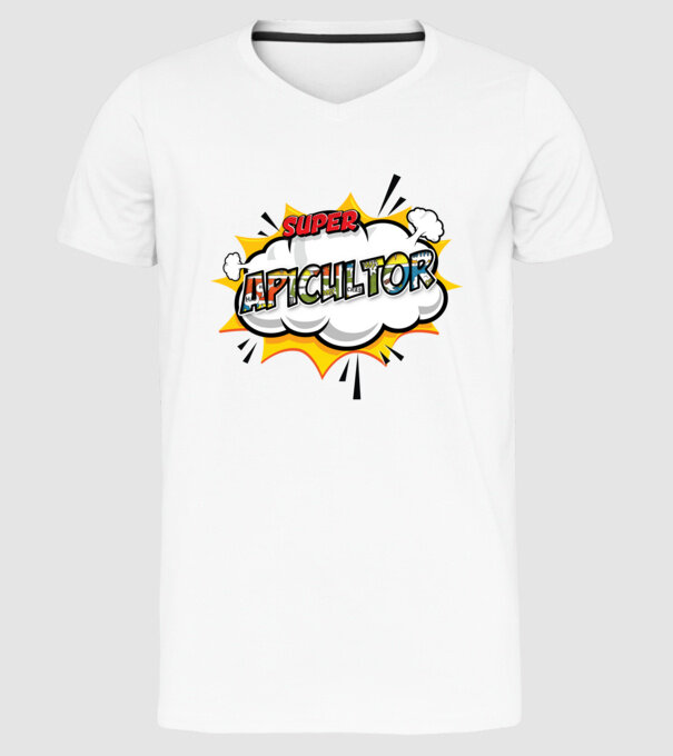 Super Apicultor model alb pe tricou