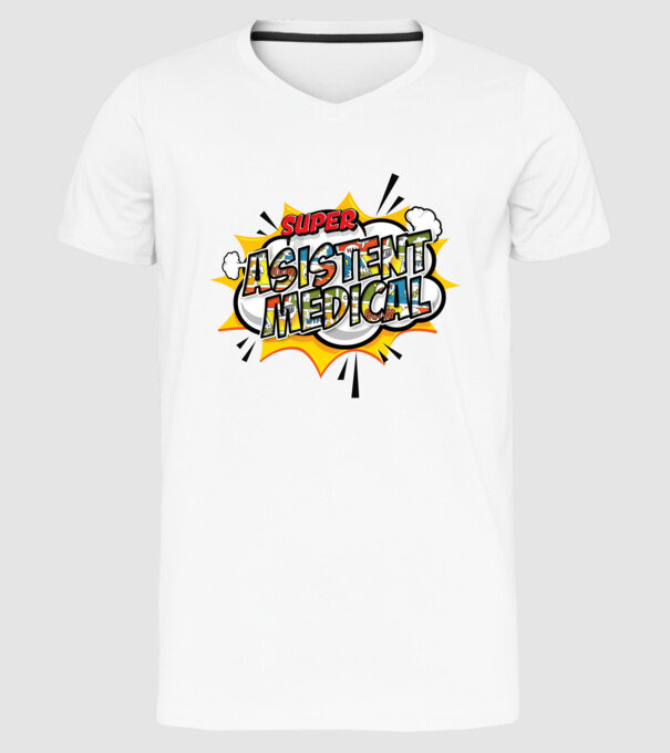 Super Asistent medical model alb pe tricou