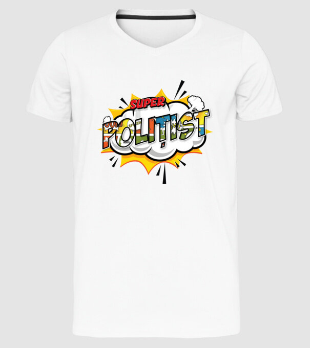 Super Polițist model alb pe tricou