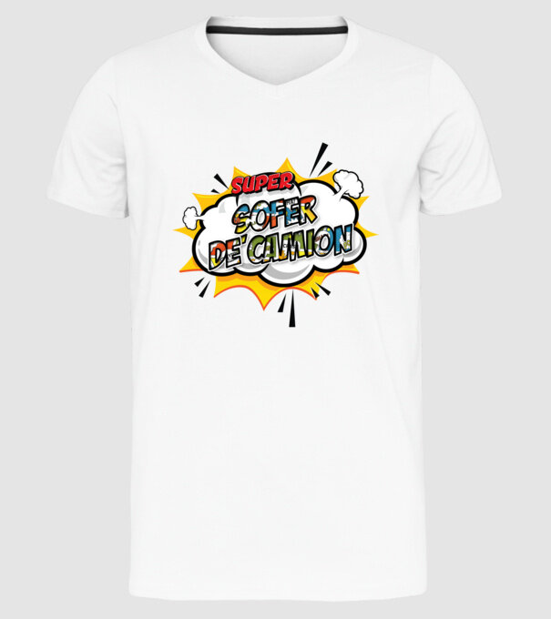 Super Șofer de camion model alb pe tricou