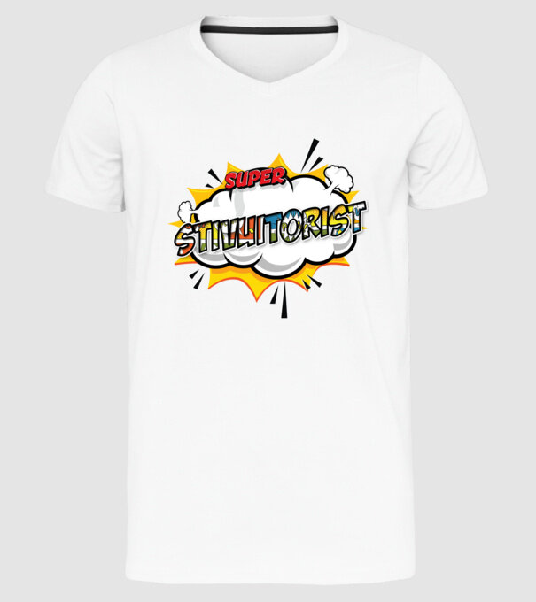 Super Stivuitorist model alb pe tricou