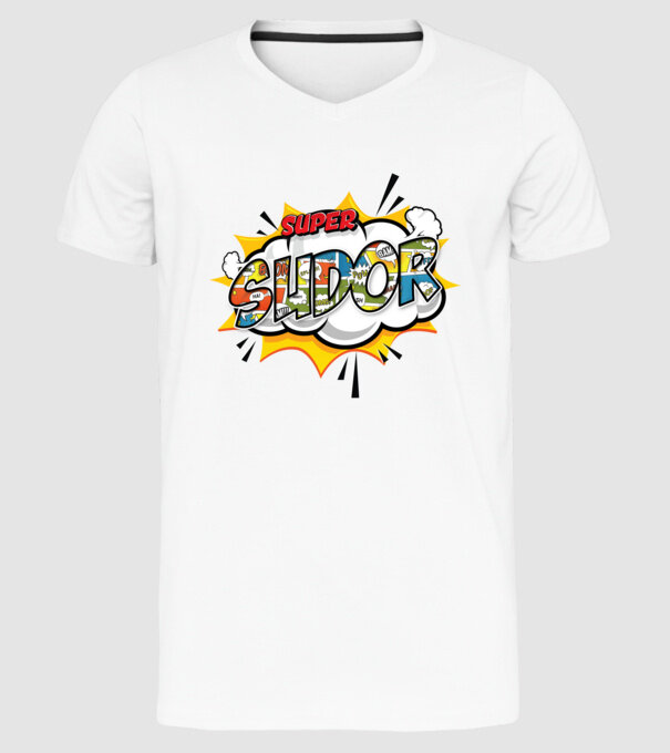 Super Sudor model alb pe tricou