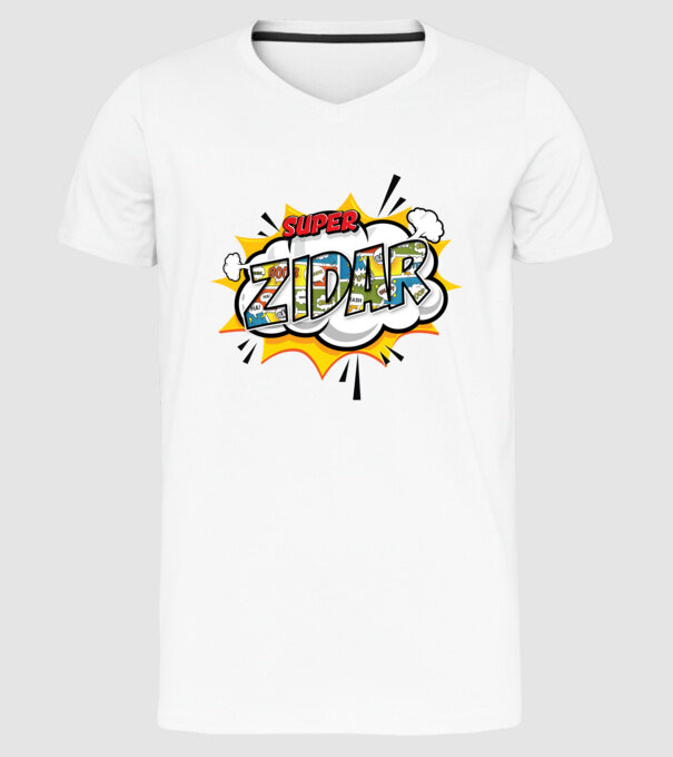 Super Zidar model alb pe tricou
