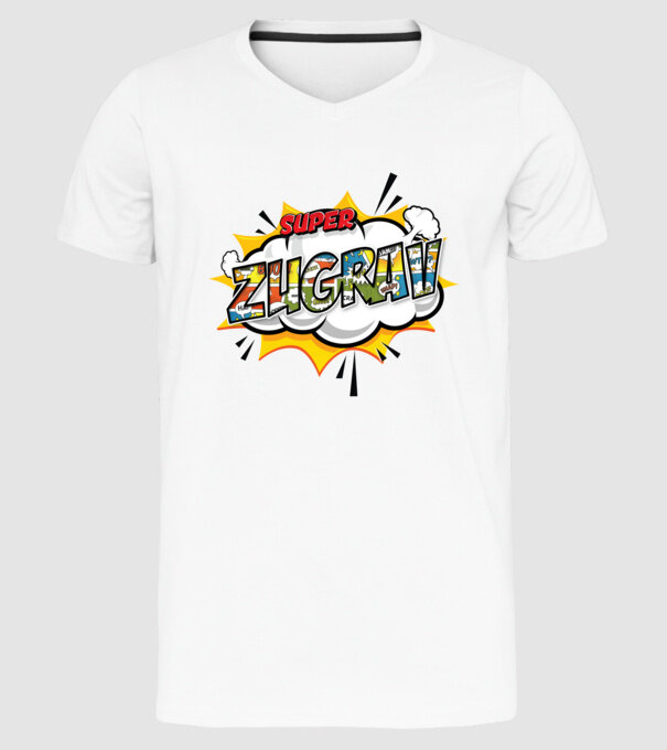Super Zugrav model alb pe tricou