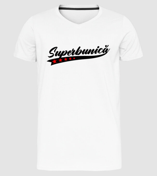 Superbunică model alb pe tricou