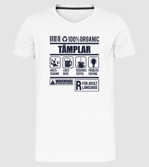 TÂMPLAR model alb pe tricou