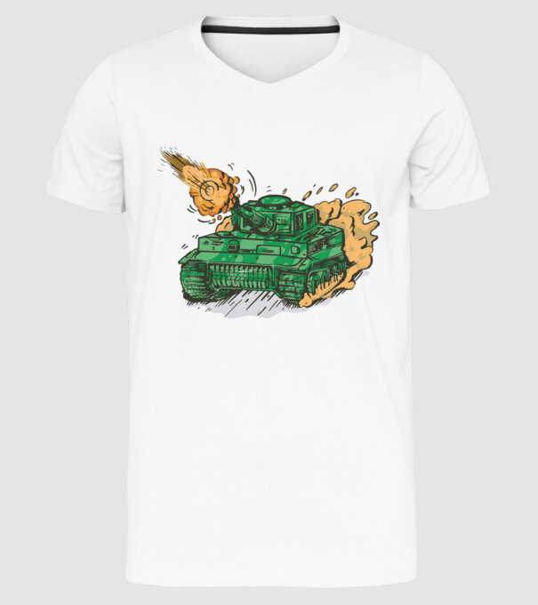 Tancuri model alb pe tricou