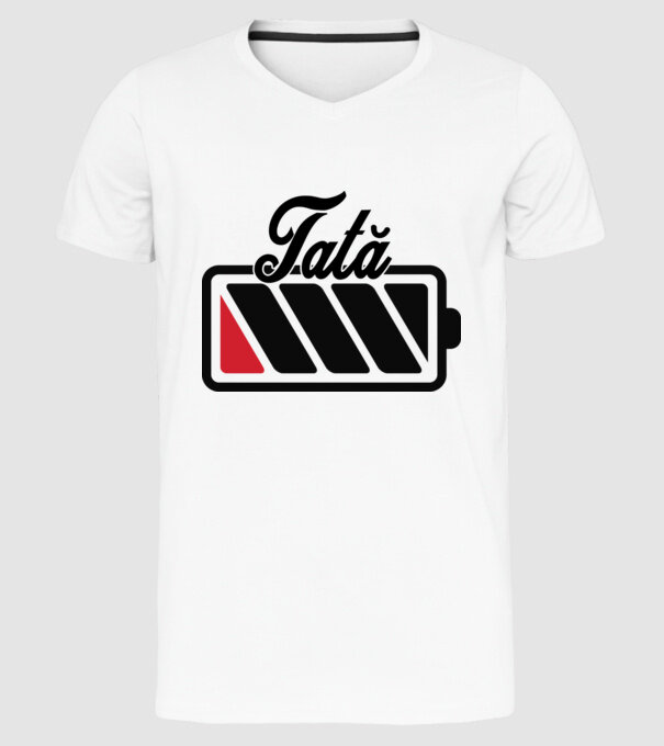 Tată la încărcat model alb pe tricou