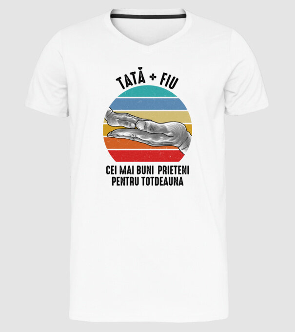 Tată - fiu - Cei mai buni prieteni pentru totdeauna model alb pe tricou
