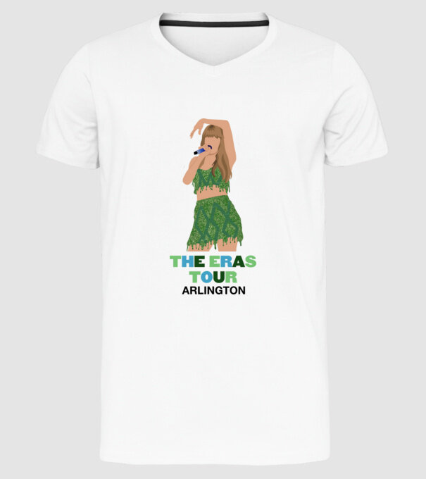Taylor Swift The Eras Tour Arlington 2 model alb pe tricou