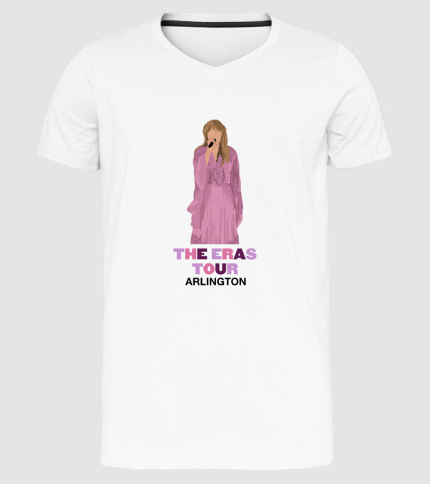 Taylor Swift The Eras Tour Arlington 3 model alb pe tricou