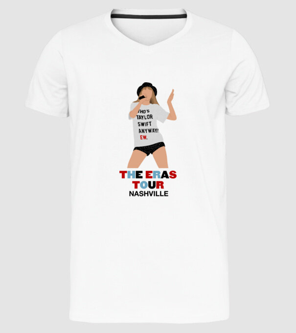 Taylor Swift The Eras Tour Nashville 2 model alb pe tricou
