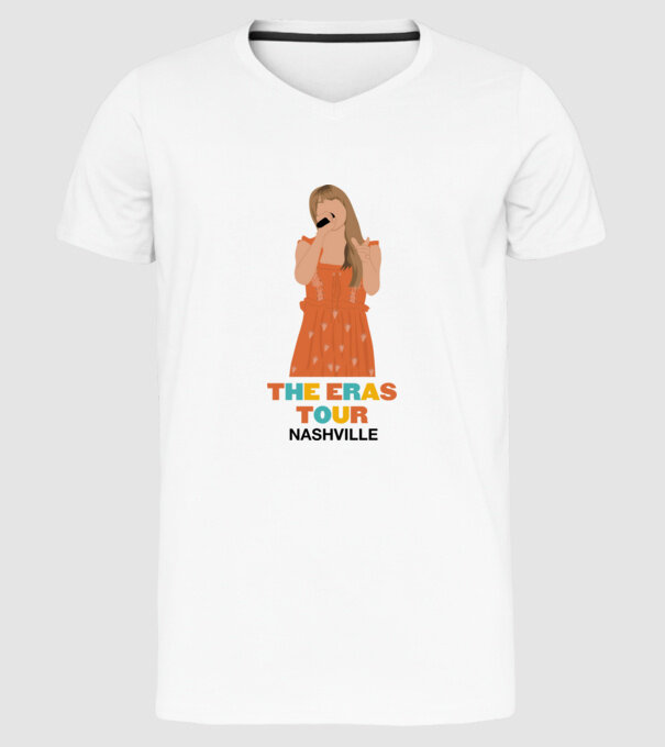 Taylor Swift The Eras Tour Nashville 3 model alb pe tricou