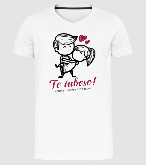 te iubesc! model alb pe tricou