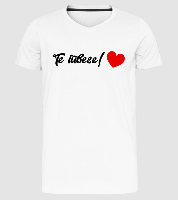 Te iubesc! model alb pe tricou