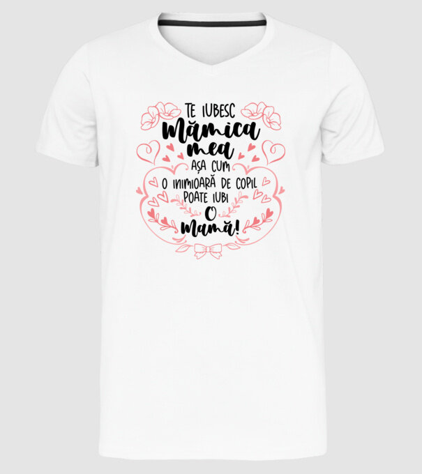Te iubesc mămica mea model alb pe tricou